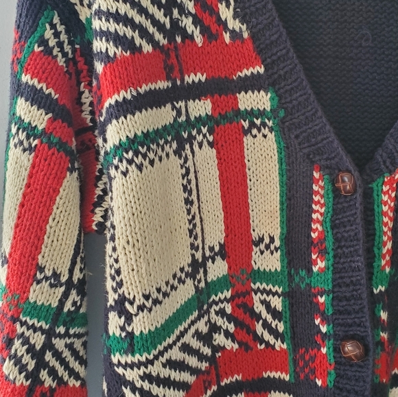 Talbots Vintage Plaid Cardigan Size Medium - Picture 3 of 4